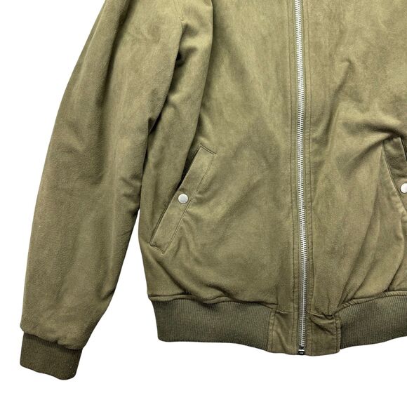 Slate & Stone Jacket Men's XL Green Lined Bomber Full Zip Faux Suede Pockets - Picture 7 of 11
